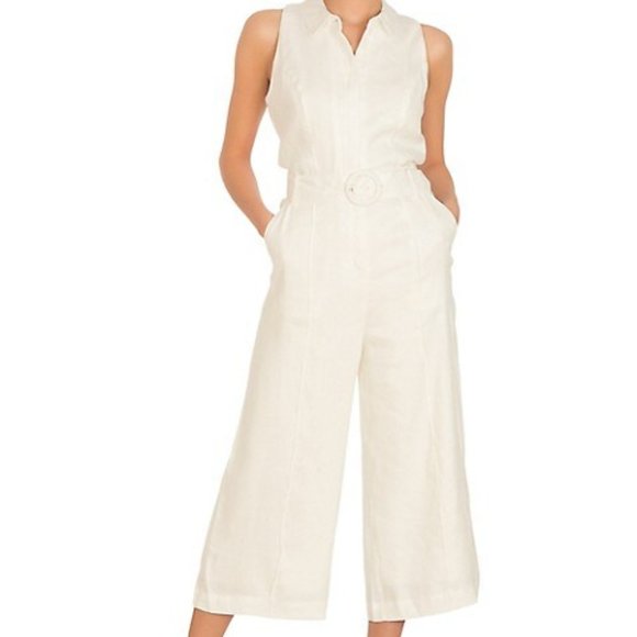 {Guess} Ilaria Cropped Wide-Leg Linen Jumpsuit - Picture 2 of 11